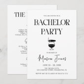 ワイン シガー 独身パーティー 招待状 (正面/裏面)