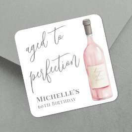 ワイン シンプル エイジド トゥ パーフェクション バースデー スクエアシール