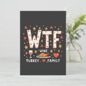 ワイン ターキーファミリー ユーモラスなサンクスギビング シーズンカード (スタンド正面)