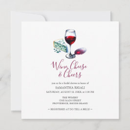 ワイン&チーズイラストレーションブライダルシャワー 招待状