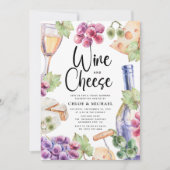 ワイン&チーズウォーターカラー引っ越し祝いパーティーパーティー 招待状 (正面)