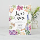 ワイン&チーズウォーターカラー引っ越し祝いパーティーパーティー 招待状 (スタンド正面)