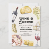 ワイン&チーズシャルキュテリージンガムアダルト誕生日 招待状 (正面)