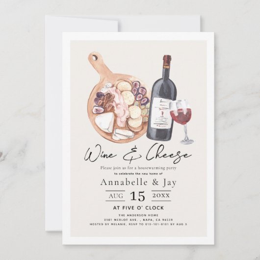 ワイン&チーズシャルキュテリー引っ越し祝いパーティーパーティー 招待状 (正面)
