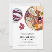 ワイン&チーズシンプル引っ越し祝いパーティーモダンパーティー 招待状 (正面)