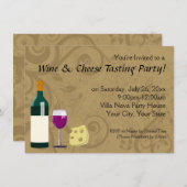 ワイン&チーズテイスティングパーティの招待状 招待状 (正面/裏面)