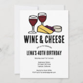 ワイン&チーズテイスティングパーティー誕生日スケッチカスタム 招待状 (正面)