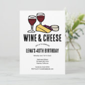 ワイン&チーズテイスティングパーティー誕生日スケッチカスタム 招待状 (スタンド正面)