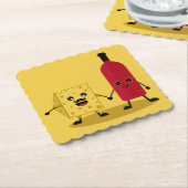 ワイン&チーズパーティの招待状 ペーパーコースター (アングル)