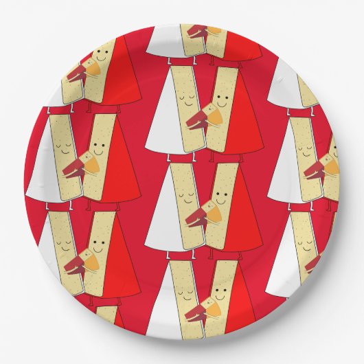 ワイン&チーズパーティの招待状 ペーパープレート (正面)