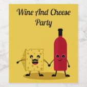 ワイン&チーズパーティの招待状 ワインラベル (シングルラベル)