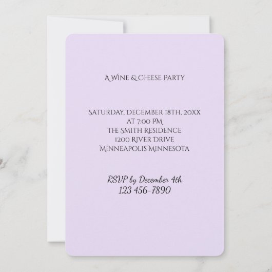 ワイン&チーズパーティの招待状 招待状 (裏面)