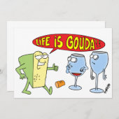 ワイン＆チーズパーティーの招待状 招待状 (正面/裏面)