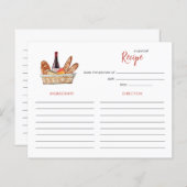 ワイン&チーズブライダルシャワーレシピカード (正面/裏面)