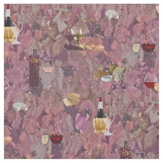 ワイン&チーズプリント ファブリック (クローズアップ)