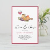 ワイン&チーズ水彩誕生日パーティー 招待状 (スタンド正面)
