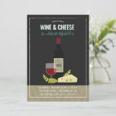 ワイン&チーズ誕生日パーティーへの招待 招待状 (スタンド正面)
