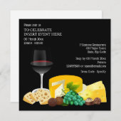 ワイン·チーズ·カクテル·チョコレート·ダイニングパーティー 招待状 (正面/裏面)