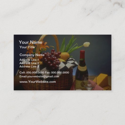 ワイン、チーズ、パン、および 名刺 (正面)