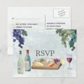 ワイン・テイスティング・ウェディングRSVP ポストカード (正面/裏面)