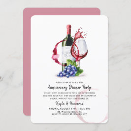 ワイン＆ディナー オーケージョン アニバーサリー 赤 スタイル 招待状