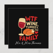 ワイン、トルコ、家族の感謝祭おもしろい 招待状 (正面/裏面)