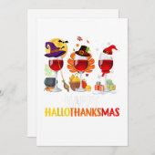 ワイン ハロウィン 感謝祭 クリスマス 幸せ 招待状 (正面/裏面)