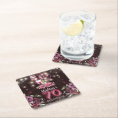 ワイン&バルーン70誕生日 パーソナライズされた スクエアペーパーコースター