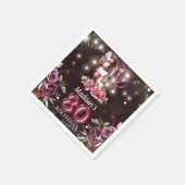 ワイン&バルーン80誕生日 パーソナライズされた スタンダードカクテルナプキン (角)