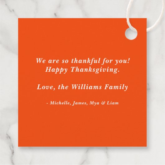 ワイン&パイ | 友人の感謝祭トリート フェイバータグ (裏面)