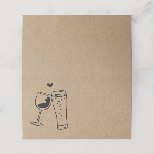 ワイン&ビールトースト折り畳みテントスタイル座席表 プレイスカード (外部開封)