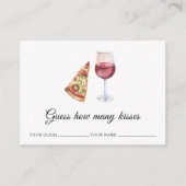 ワイン&ピザ – 何個のキスブライダルゲーム エンクロージャーカード (正面)
