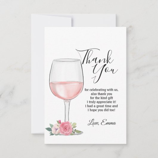 ワイン、フラワーのお礼カード 招待状 (正面)