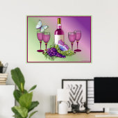 ワイン&ブドウ乾杯2 ポスター (ホームオフィス)