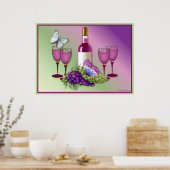 ワイン&ブドウ乾杯2 ポスター (キッチン)