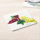 ワイン&ブドウ紙コースター スクエアペーパーコースター (アングル)