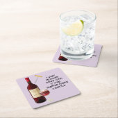 ワイン・ボトルおよびガラスのイラストレーション スクエアペーパーコースター (インサイチュ)