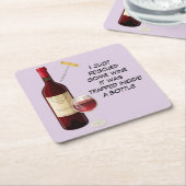 ワイン・ボトルおよびガラスのイラストレーション スクエアペーパーコースター (アングル)
