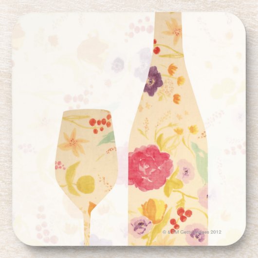 ワイン・ボトルおよびガラス コースター (正面)