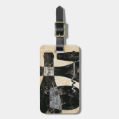 ワイン・ボトルおよびガラス ラゲッジタグ (正面縦)