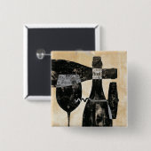 ワイン・ボトルおよびガラス 缶バッジ (正面&裏面)