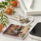 ワイン・ボトルおよびワイングラス キーホルダー (正面右)