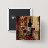 ワイン・ボトルおよびワイングラス 缶バッジ (正面&裏面)