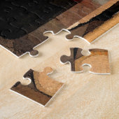 ワイン・ボトルおよび棚の赤く黒いブラウンのパズル ジグソーパズル (側面)