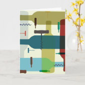 ワイン・ボトルのテーマの挨拶状 カード (黄色い花)