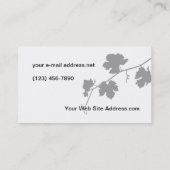 ワイン・ボトルのブドウつる植物のシルエット 名刺 (裏面)