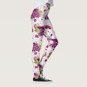 ワイン・ボトルのブドウの葉の紫色の緑ベージュ色 レギンス (右)