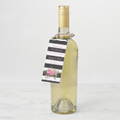 ワイン・ボトルのメッセージカードを縞で飾り、開花します ボトルネックタグ (アングル)