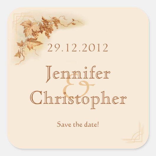 ワイン・ボトルのラベルのステッカー スクエアシール (正面)