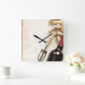ワイン・ボトルの柱時計 スクエア壁時計 (ホーム)